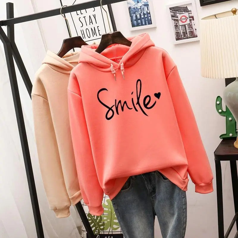 Hoodie met smileyprint - dames sweatshirt met capuchon - Bakkermode.nl