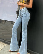 Flared jeans - trendy hoge taille dames denim broeken