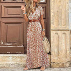 Dames maxi jurk met bloemenprint - elegante boho stijl voor de zomerse uitjes