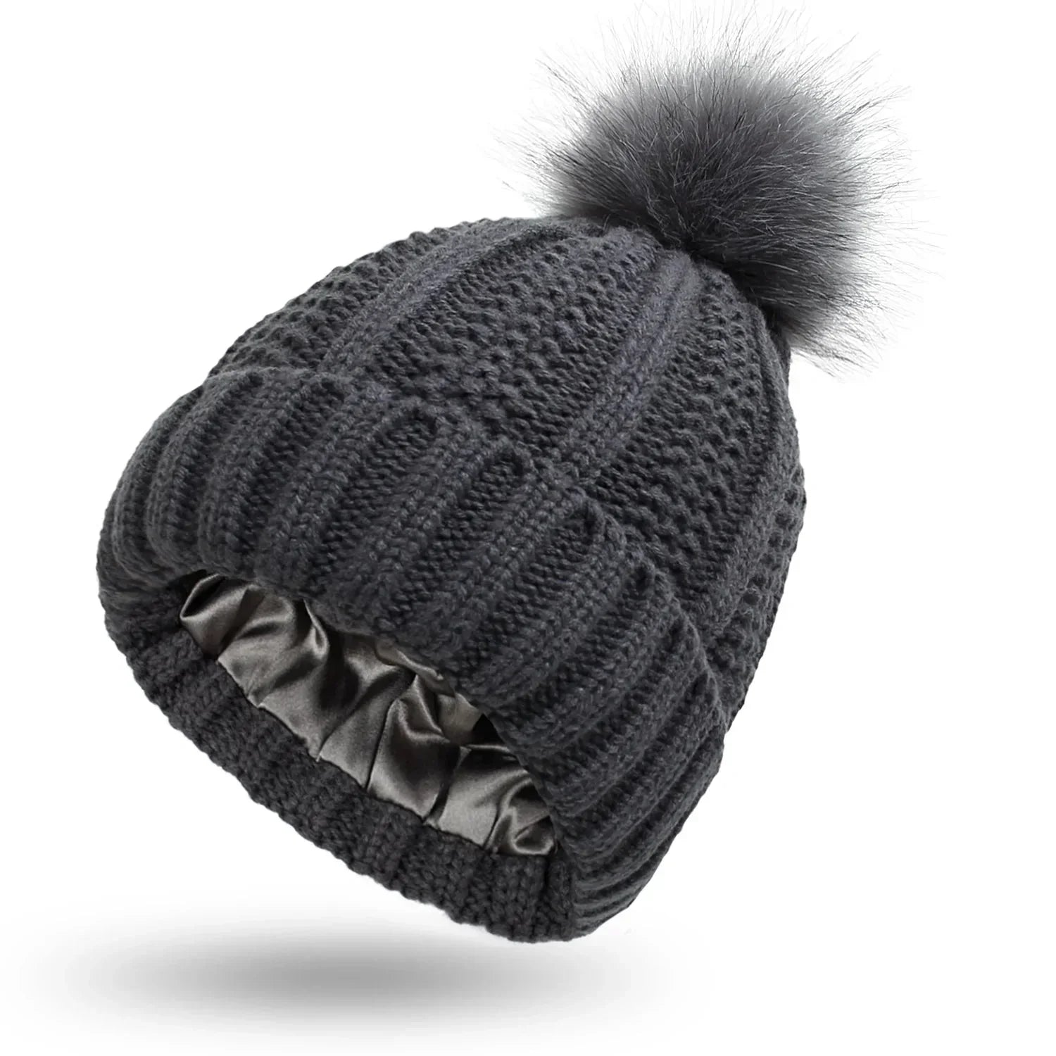 Gebreide beanie muts - dames wintermuts met nepbont pompon - Bakkermode.nl