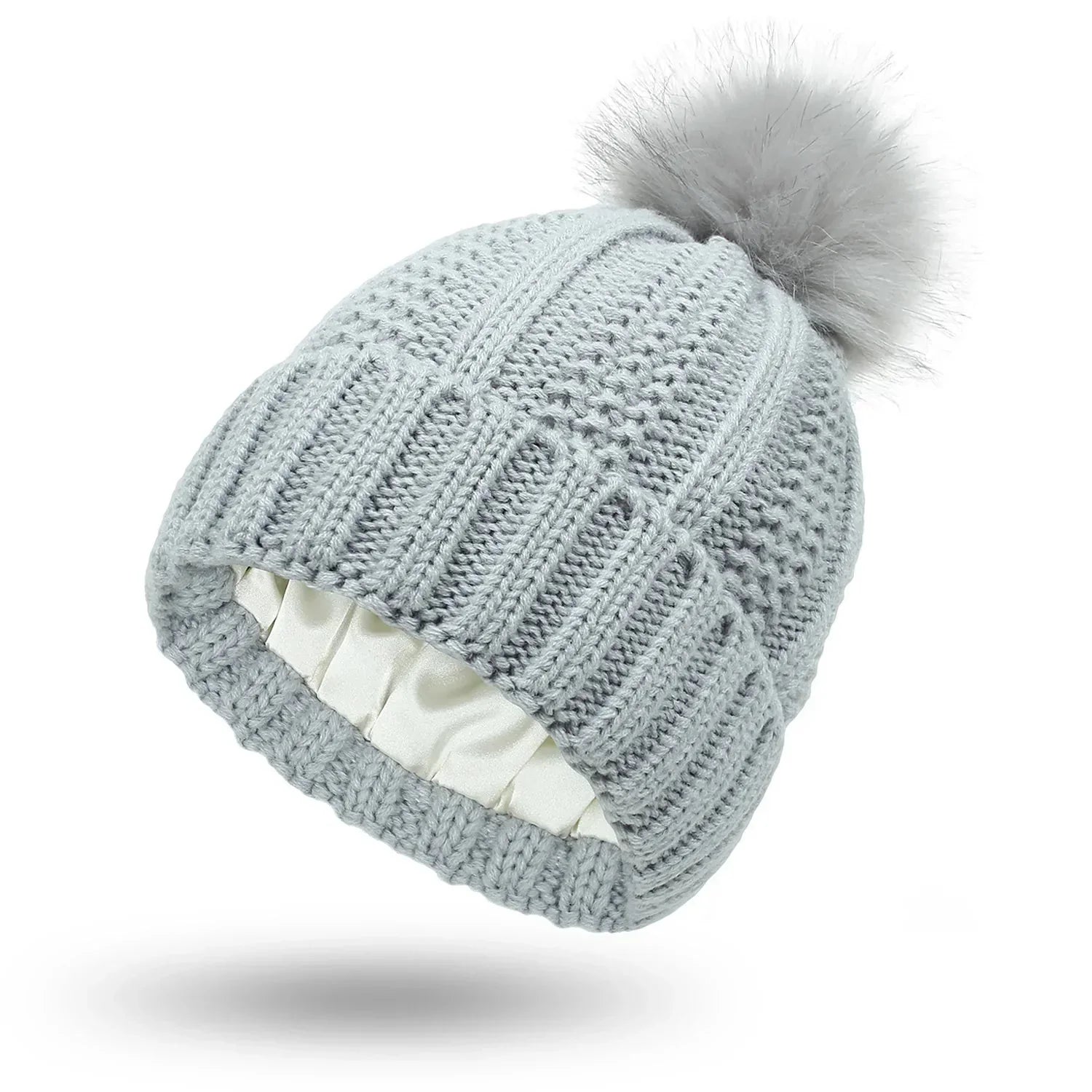 Gebreide beanie muts - dames wintermuts met nepbont pompon - Bakkermode.nl