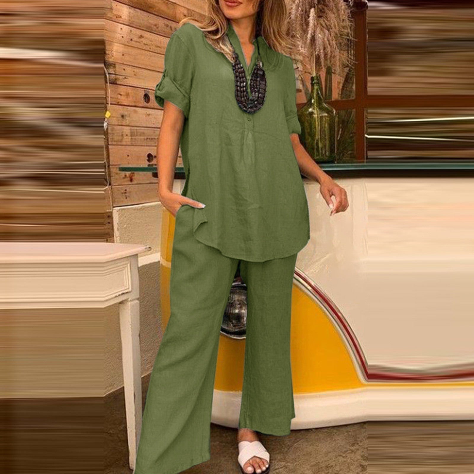 2-delige dames blouse- en broekset - stijlvolle casual look voor elke dag