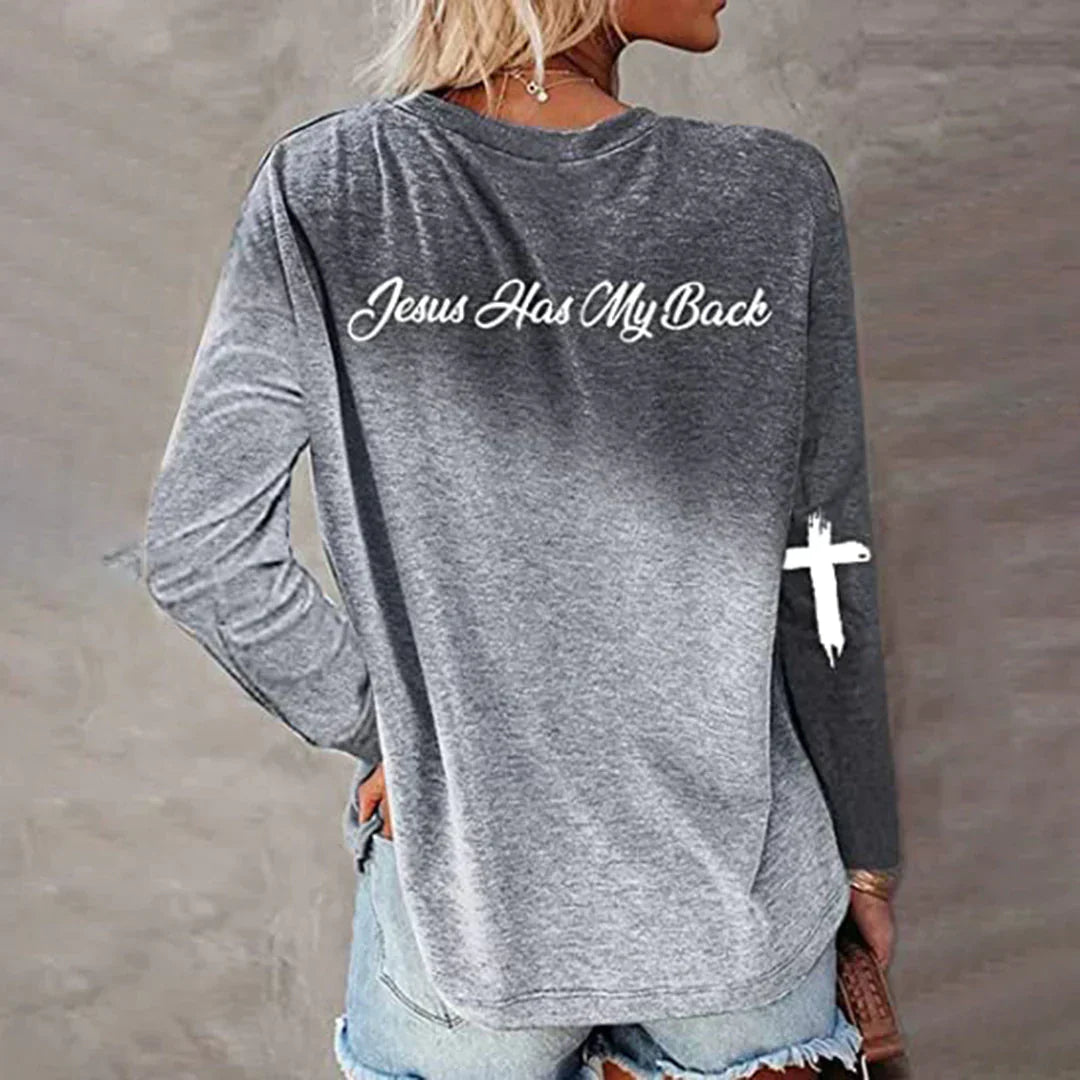 Langsleeve sweatshirt - trendy dames top met hart en kruis ontwerp