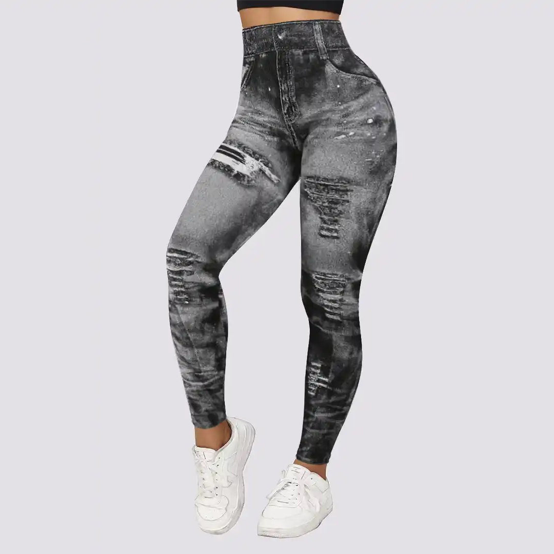Hoge taille legging - trendy distressed dameslegging