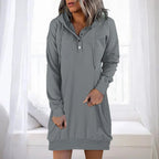 Hooded casual dress - stijlvolle vrouwen hoodie jurk
