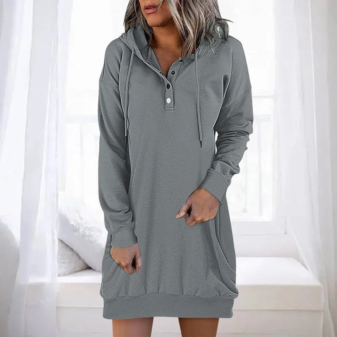 Hooded casual dress - stijlvolle vrouwen hoodie jurk