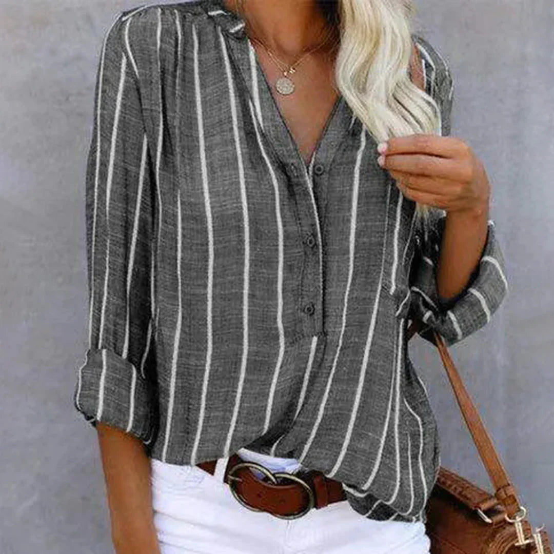 Lichte gestreepte blouse voor casual en zakelijke look - luchtige katoenmix top