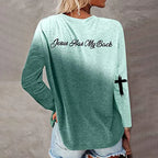 Langsleeve sweatshirt - trendy dames top met hart en kruis ontwerp