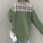 Dames denim shirtjack - stijlvol oversized jack met plaiddetails - Bakkermode.nl