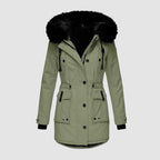 Dames winter parka jas - trendy gewatteerde jack met faux fur rand