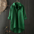 Vrouwelijke blouse met lange mouwen - relaxed fit in groen voor casual elegantie