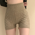 Geribde hoge taille shorts - elegante gebreide shorts voor vrouwen