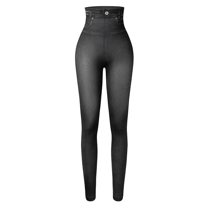 Hoge taille denim leggings - rekbare damesjeans voor een relaxte look