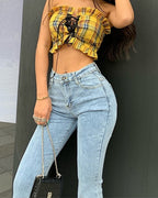 Flared jeans - trendy hoge taille dames denim broeken