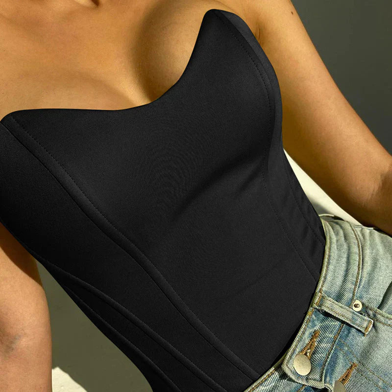 Dames strapless corset crop top - elegante bodice voor avondkleding, veelzijdig en stijlvol
