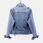 Denim damesjack - stijlvolle blauwe bikerjas - Bakkermode.nl