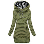 Hooded pullover jurk - stijlvolle dames winter hoodie jurk - Bakkermode.nl