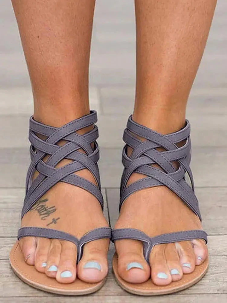 Elastische sandalen met kruisbanden - Bakkermode.nl
