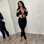 2-delige set van crop top en leggings - dames fitted loungewear outfit