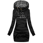 Hooded pullover jurk - stijlvolle dames winter hoodie jurk - Bakkermode.nl
