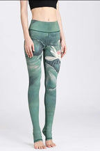 Groene leggings met bloemenprint - Bakkermode.nl