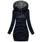 Hooded pullover jurk - stijlvolle dames winter hoodie jurk - Bakkermode.nl