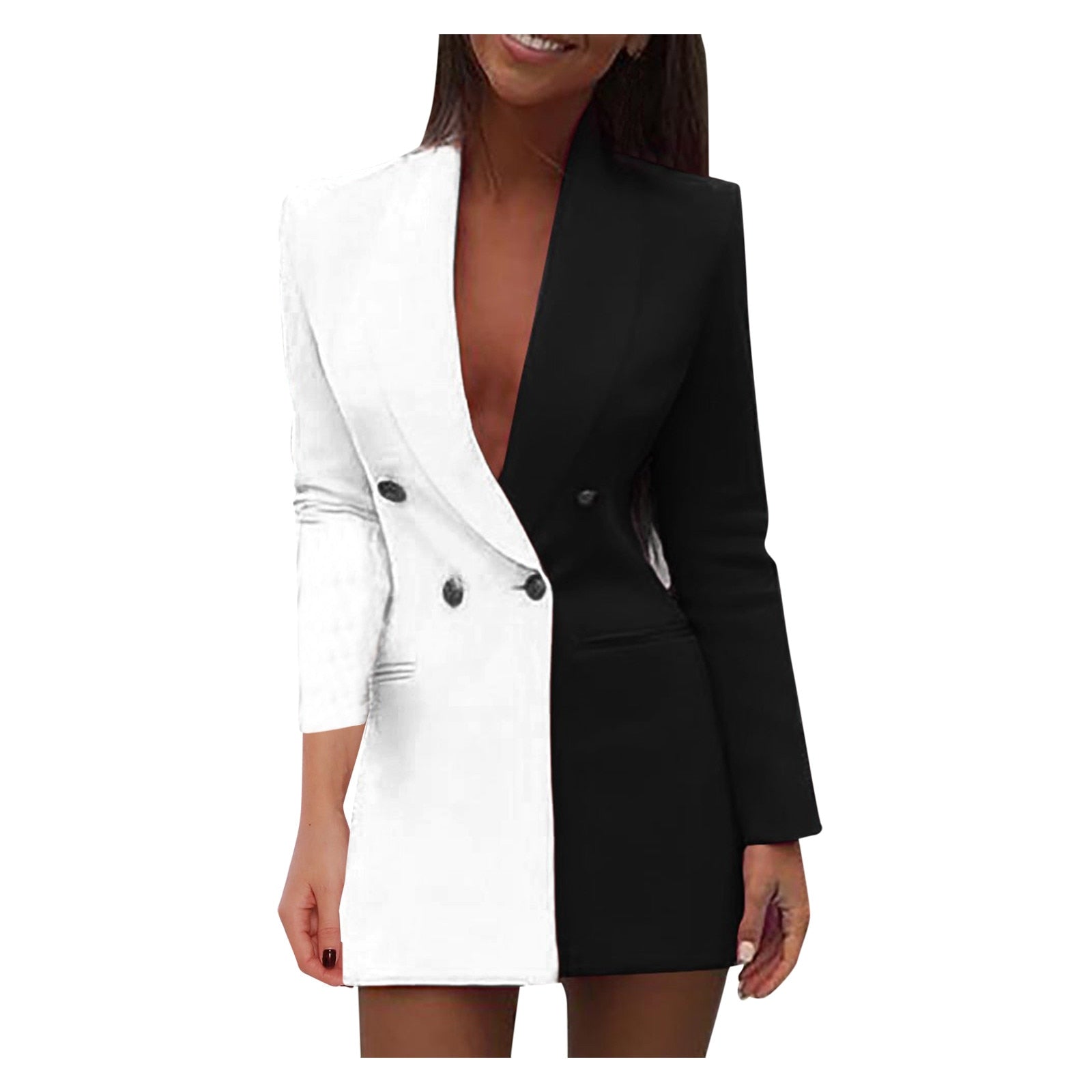 Dames blazer jurk in twee kleuren - elegante avondoutfit