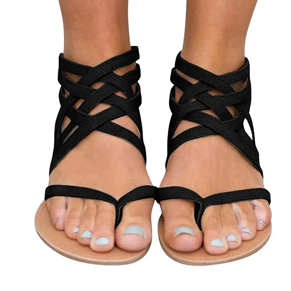 Elastische sandalen met kruisbanden - Bakkermode.nl