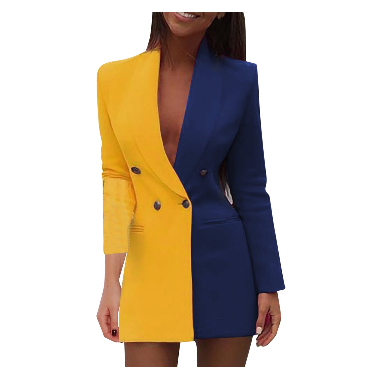 Dames blazer jurk in twee kleuren - elegante avondoutfit