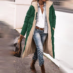 Gevoerde lange jas - modieuze dames fleece-jas