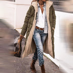 Gevoerde lange jas - modieuze dames fleece-jas