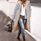 Gevoerde lange jas - modieuze dames fleece-jas