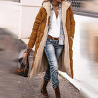 Gevoerde lange jas - modieuze dames fleece-jas