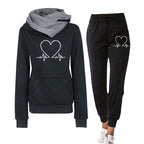 2-delig trainingsset - dames hoodie met hartslagprint en joggers