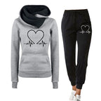 2-delig trainingsset - dames hoodie met hartslagprint en joggers