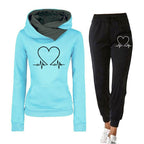 2-delig trainingsset - dames hoodie met hartslagprint en joggers