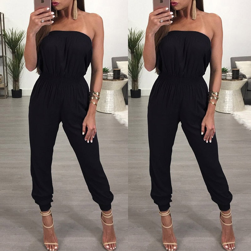 Zonder schouders jumpsuit - zwart dames casual wear