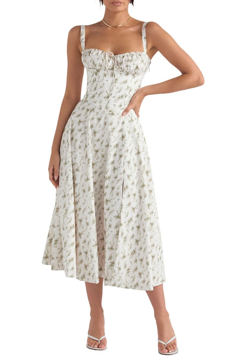 Elegante bloemen midi jurk - trendy bustier stijl voor vrouwen
