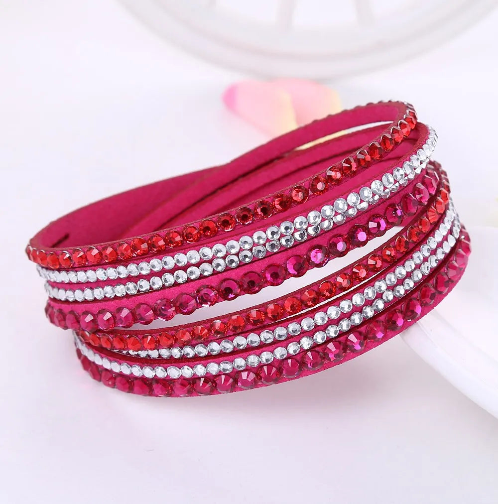 Rhinestone wikkelarmband - meerlagig damesaccessoire - Bakkermode.nl