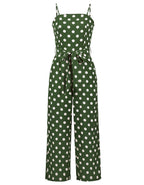 Groene jumpsuit met stippen - trendy halternek ontwerp voor dames