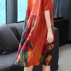 Bloemige maxi jurk - verfijnde zijden-look evening gown