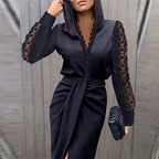 Damesblouse - elegante top met verfijnde kanten mouwen