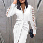 Damesblouse - elegante top met verfijnde kanten mouwen