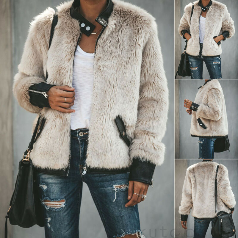 Dames winterjas van imitatiebont - stijlvolle beige jas - Bakkermode.nl