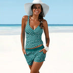 2-delige dames tankini set met shorts - trendy stippenprint strandmode voor de zomer