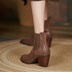 Western leren enkellaarzen dames – comfortabele blokhak - Bakkermode.nl