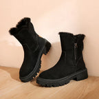 Ankle boots - dames winterlaarzen met nepbontvoering