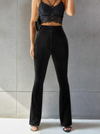 Corduroy wijde pantalon - stijlvolle hoge taille broek voor dames