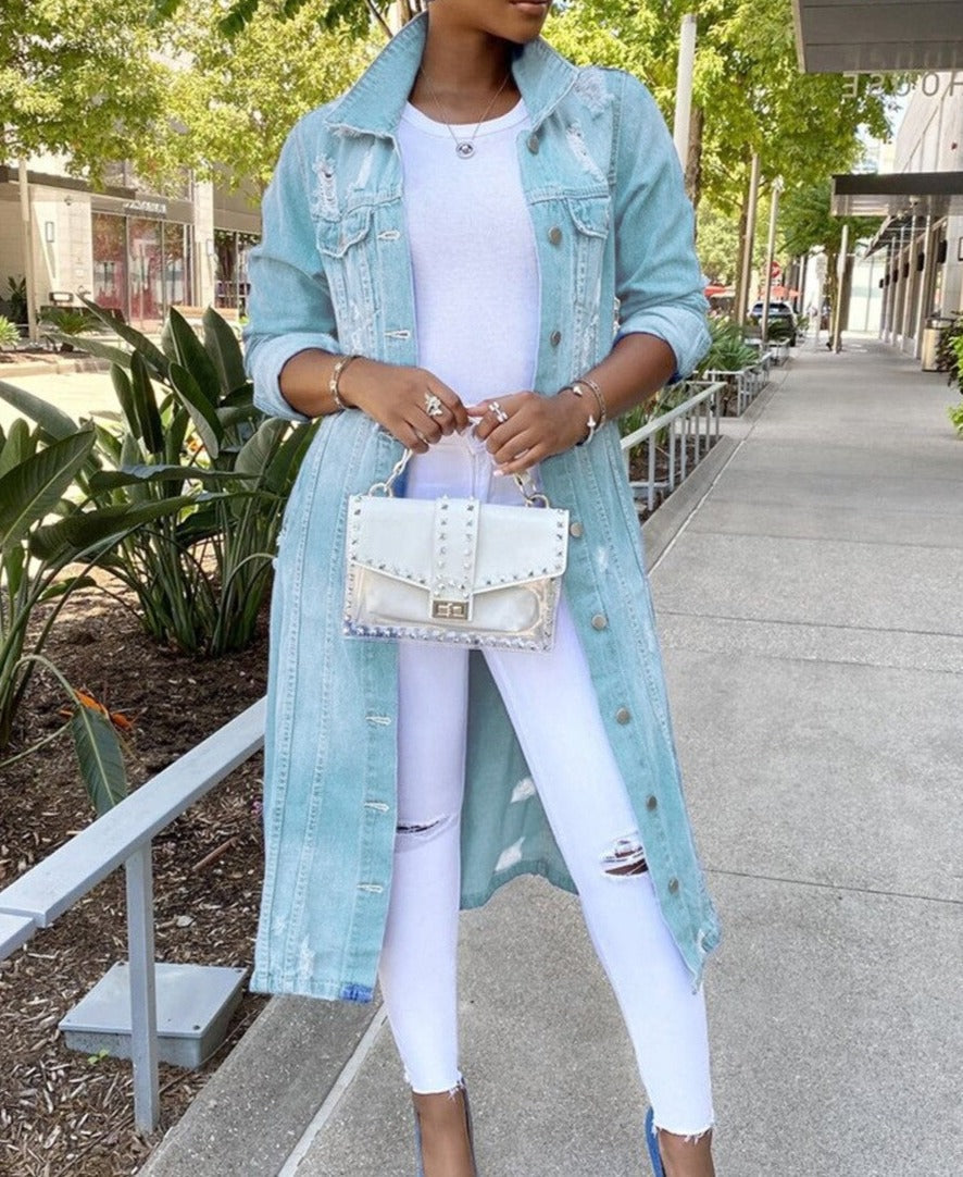 Denim shirt dress - casual oversized dames denimjack