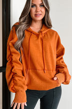 Oversized hoodie - zachte katoenen dames trui met capuchon en zakken in oranje - Bakkermode.nl